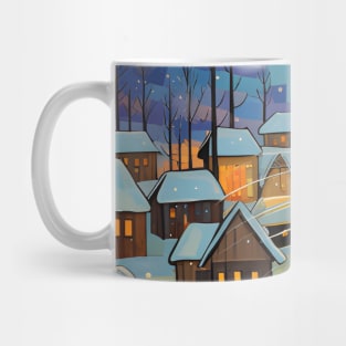 Black Cat Christmas Starry Night Mug